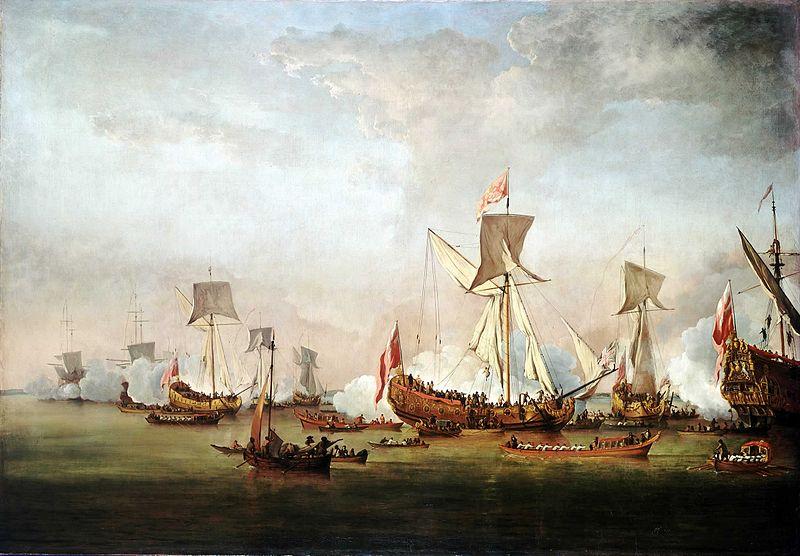 Willem van de Velde the Elder The Departure of William of Orange and Princess Mary for Holland oil painting image